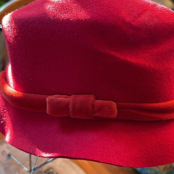 Scala Red Hat Society Red Wool Hat with Velour Bow Detail - Picture 2 of 6
